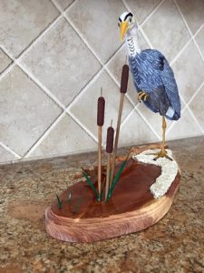 Blue Heron-Wood Carving by Kay Stammers