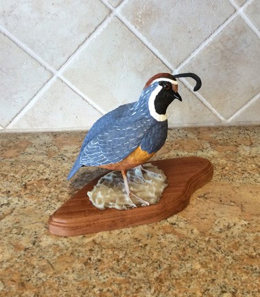 California Quail-Wood Carving by Kay Stammers