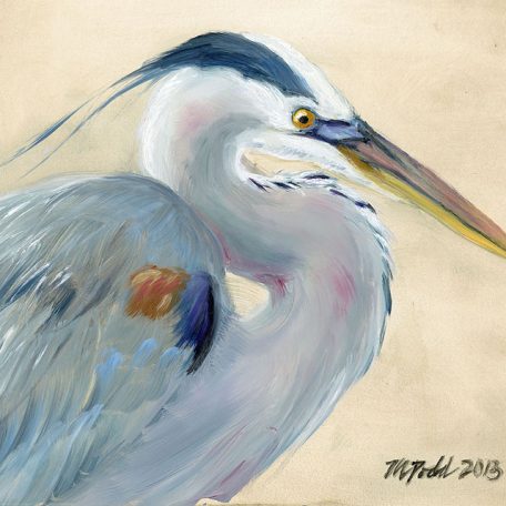 a digital photograph of a painting of a great blue heron