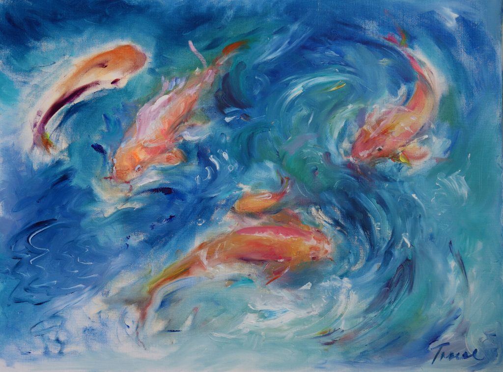 a painting of koi fish by Tracy Owen Cullimore