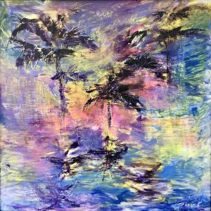 a painting of palm trees by Tracy Owen Cullimore