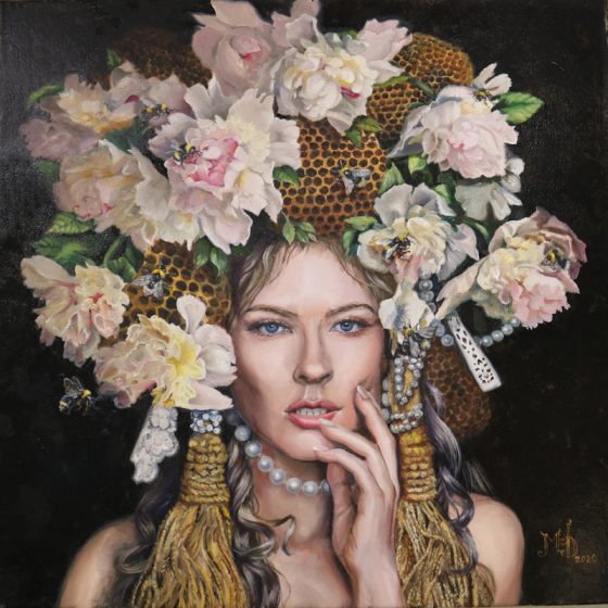 painting of the queen bee, an oil painting by martha dodd