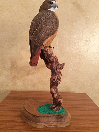 Red Tailed Hawk-Wood Carving