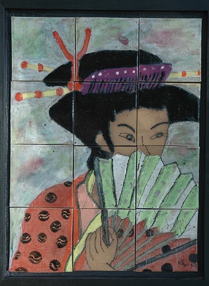 Geisha Tile Painting by Sue Housler