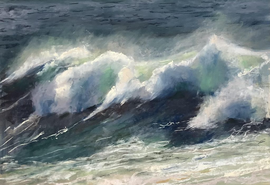 pastel painting of crashing waves by Suzanne Bennett