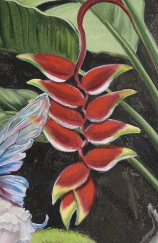 closeup of heliconia in painting by martha dodd