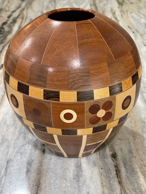 round wood urn by john beall