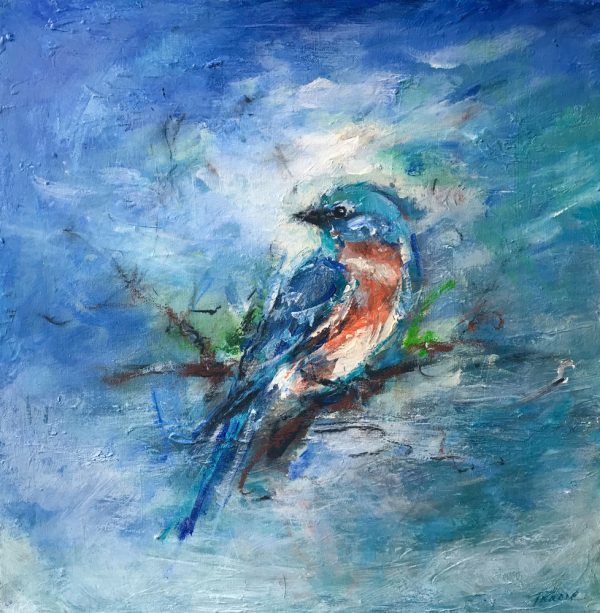 painting of a tiny bluebird by tracy owen cullimore