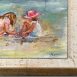 painting of two little girls squatting down on the beach by tracy owen cullimore
