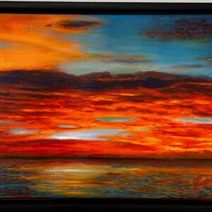 a painting of the sunset after hurricane charlie by julie griffin.