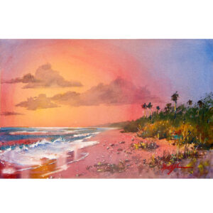 watercolor painting of a sunset by keith johnson