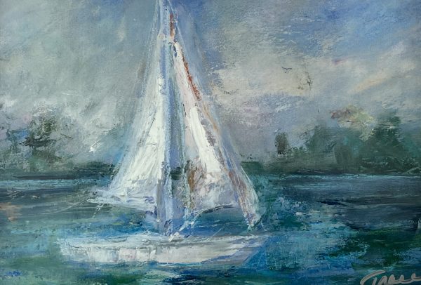 Painting of a sailboat on the water